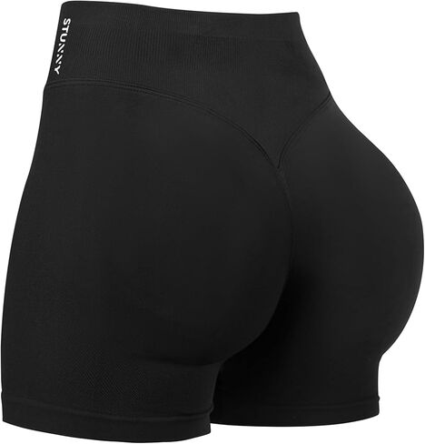 STUNNY Women Workout Impact Shorts Gym Shorts Scrunch Butt Lifting Seamless Shorts Waisted Contour in Kuwait