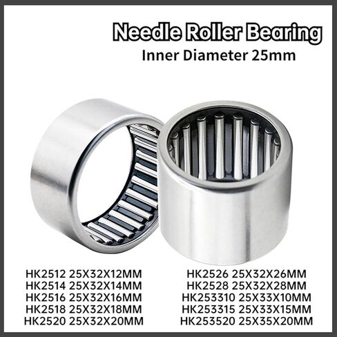 2PCS Inner Diameter 25mm Needle Roller Bearing HK253310 253315 253520 2520 2512 2514 2516 2526 2525 HK2538 2518(HK2516) in Saudi Arabia