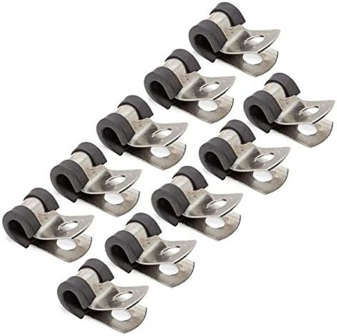 Eastwood 3/16 in. 10 Pieces Brake Line Mounting Hardware Clip Set Steel Clips Rubber Lined Mounting Bracket For Pipe Tube Cable in Saudi Arabia