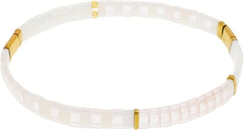 Sonateomber Tila Flat Beaded Stretch Bracelets for Women, Trendy Stackable Colorful Glass Square Beads Stack Bracelet Beach Jewelry Gift in Saudi Arabia