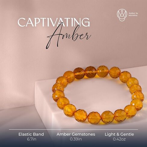 Premium Baltic Amber Bracelet for Women & Men – Handmade Beaded Stretch Bracelet in Saudi Arabia