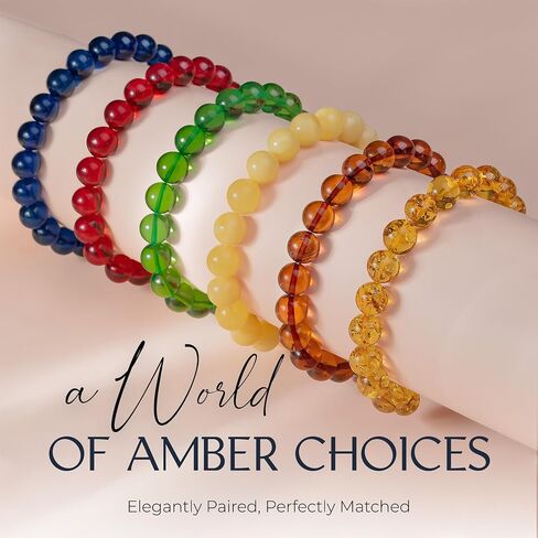 Premium Baltic Amber Bracelet for Women & Men – Handmade Beaded Stretch Bracelet in Saudi Arabia