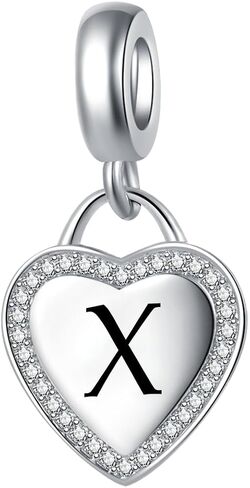 الحرف من A إلى Z Alphabet Dangle Heart Charm متوافق مع أساور Pandora Charms in Kuwait