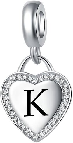 الحرف من A إلى Z Alphabet Dangle Heart Charm متوافق مع أساور Pandora Charms in Kuwait