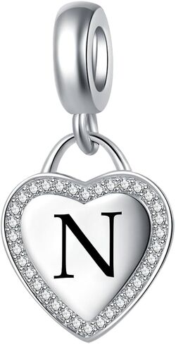 الحرف من A إلى Z Alphabet Dangle Heart Charm متوافق مع أساور Pandora Charms in Kuwait