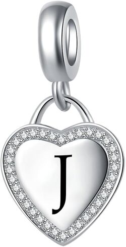 الحرف من A إلى Z Alphabet Dangle Heart Charm متوافق مع أساور Pandora Charms in Kuwait