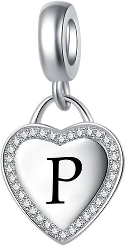الحرف من A إلى Z Alphabet Dangle Heart Charm متوافق مع أساور Pandora Charms in Kuwait