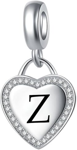 الحرف من A إلى Z Alphabet Dangle Heart Charm متوافق مع أساور Pandora Charms in Kuwait