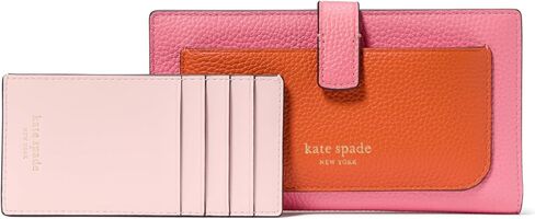 kate spade new york AVA Pebbled Leather 2 in 1 Bifold Wallet, Black in Kuwait
