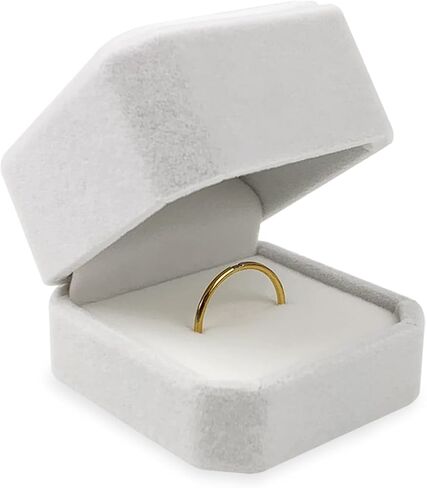 ZUFECY Velvet Ring Box for Engagement, Wedding Proposal Jewelry Case (2.17x1.97in), Elegant White Ring Holder for Anniversary & Special Moments in Kuwait