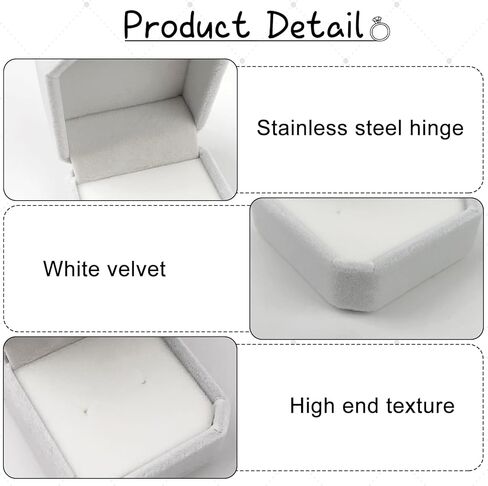 ZUFECY Velvet Ring Box for Engagement, Wedding Proposal Jewelry Case (2.17x1.97in), Elegant White Ring Holder for Anniversary & Special Moments in Kuwait