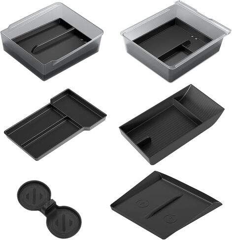 2025 Upgrade Center Console Organizer Tray for Tesla Model 3 Highland Accessories [Double Layer Space, Durable Material, Easy to Clean] Hidden Storage Case for Tesla Model 3 2025 2024-7pcs in Saudi Arabia