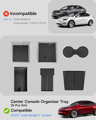 2025 Upgrade Center Console Organizer Tray for Tesla Model 3 Highland Accessories [Double Layer Space, Durable Material, Easy to Clean] Hidden Storage Case for Tesla Model 3 2025 2024-7pcs in Saudi Arabia