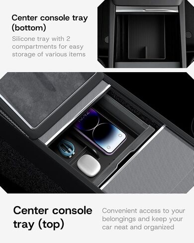 2025 Upgrade Center Console Organizer Tray for Tesla Model 3 Highland Accessories [Double Layer Space, Durable Material, Easy to Clean] Hidden Storage Case for Tesla Model 3 2025 2024-7pcs in Saudi Arabia