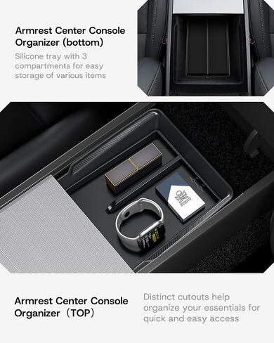 2025 Upgrade Center Console Organizer Tray for Tesla Model 3 Highland Accessories [Double Layer Space, Durable Material, Easy to Clean] Hidden Storage Case for Tesla Model 3 2025 2024-7pcs in Saudi Arabia