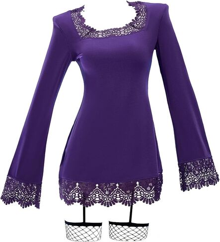 haikyuu Women Nico Purple Cosplay Dress Square Neck Lace with Fishnet Stockings Halloween Daily Wear in Saudi Arabia