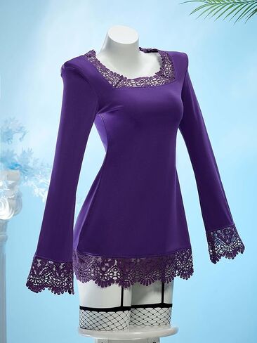 haikyuu Women Nico Purple Cosplay Dress Square Neck Lace with Fishnet Stockings Halloween Daily Wear in Saudi Arabia