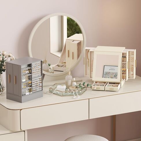 Lifewit Jewelry Box 360 ° دوران ، مرآة زاوية كبيرة قابلة للتعديل ، حالة تخزين للمجوهرات مع 6 أدراج ، تصميم مفتوح ، منظم المجوهر in Kuwait