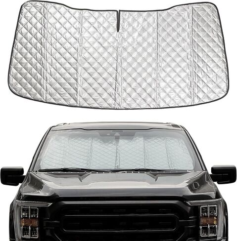 joytutus windshield sunshade ، ملاءمة لفورد 2015-2024 F150 F250 F350 ، سيارة طيبة للسيارة ظل أشعة الشمس ، ودرع من أشعة الأشعة تحت الحمراء الضارة والشمس للحفاظ على سيارتك باردة وراحة in Kuwait