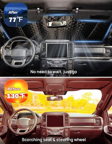 joytutus windshield sunshade ، ملاءمة لفورد 2015-2024 F150 F250 F350 ، سيارة طيبة للسيارة ظل أشعة الشمس ، ودرع من أشعة الأشعة تحت الحمراء الضارة والشمس للحفاظ على سيارتك باردة وراحة in Kuwait