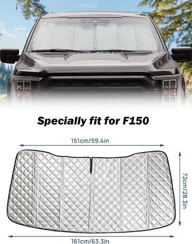 joytutus windshield sunshade ، ملاءمة لفورد 2015-2024 F150 F250 F350 ، سيارة طيبة للسيارة ظل أشعة الشمس ، ودرع من أشعة الأشعة تحت الحمراء الضارة والشمس للحفاظ على سيارتك باردة وراحة in Kuwait