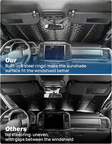 joytutus windshield sunshade ، ملاءمة لفورد 2015-2024 F150 F250 F350 ، سيارة طيبة للسيارة ظل أشعة الشمس ، ودرع من أشعة الأشعة تحت الحمراء الضارة والشمس للحفاظ على سيارتك باردة وراحة in Kuwait