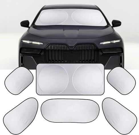 مجموعة من ستة قطع من الزجاج الزجاجي Sunshade ، حماية من الخصوصية الداخلية ، درع حرارة واقية من الشمس ، قطع غيار التعديل ، عالمي لمعظم السيارات والشاحنات وسيارات الدفع الرباعي (الفضة) in Saudi Arabia