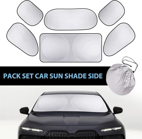 مجموعة من ستة قطع من الزجاج الزجاجي Sunshade ، حماية من الخصوصية الداخلية ، درع حرارة واقية من الشمس ، قطع غيار التعديل ، عالمي لمعظم السيارات والشاحنات وسيارات الدفع الرباعي (الفضة) in Saudi Arabia
