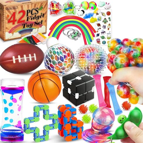 (100 Pcs) Fidget Toys Pack, Party Favors Stress Relief & Anxiety Relief Sensory Toy， Classroom Prizes Pinata Filler Treasure Box，Stocking Stuffers Gifts for Kids Boys Girls Teens in Saudi Arabia