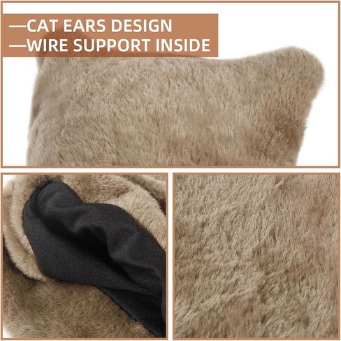 Womens Winter Beanie Hat Cute Cat/Bear Ear Hat for Women, Warm Plush Hat, Ears - with Internal Support in Kuwait