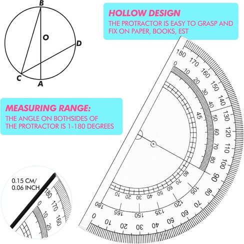 Zonon 24 Sets Math Geometry Kit Student Supplies with Shatterproof Storage Box Includes Compass, Rulers, Protractor, Eraser, Pencil Sharpener, Lead Refills, Pencil for Students Drafting Drawings in Saudi Arabia