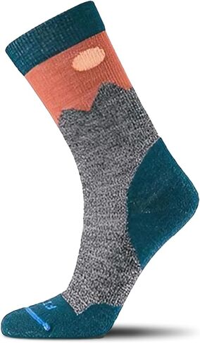 FITS Light Hiker – Crew: Contour Hugging Cushioned Outdoor Socks for Hiking, Camping, Trekking, Fishing, Navy / Lt Grey, Small in Saudi Arabia