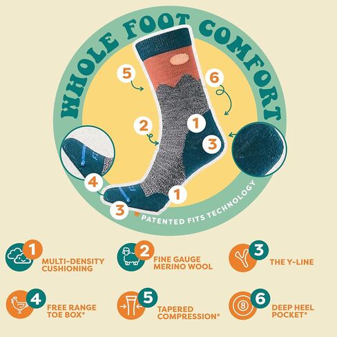 FITS Light Hiker – Crew: Contour Hugging Cushioned Outdoor Socks for Hiking, Camping, Trekking, Fishing, Navy / Lt Grey, Small in Saudi Arabia