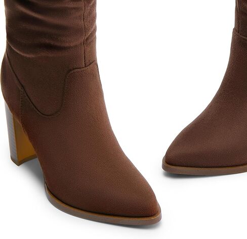 DREAM PAIRS Women's Knee High Boots Pointed Toe Chunky Block Heel Suede Boots Comfortable for Women with Side Zipper Pull on Fashion Slouchy Boots in Saudi Arabia