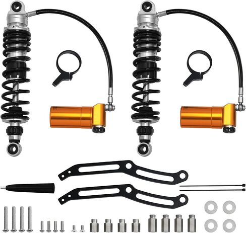 XMT-MOTO Adjustable Remote Reservoir Rear Suspension Shocks Fit For Harley Touring CVO Road Glide Electra Glide Street Glide Road King 2014-2023,Golden+Black in Saudi Arabia