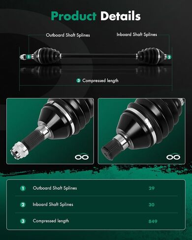 SCITOO CV Axle Shaft Assembly Rear Left Right For Can-Am Maverick X3 Max R 2017-2021 For Can-Am Maverick X3 Max RR 2020-2023 For Can-Am Maverick X3 2020-2023 705502362 2PCS in Saudi Arabia