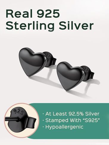 أقراط CHICSILVER HEART للنساء 925 Sterling Silver Heart Strains للنساء أقراط مسمار صغيرة الحجم 5 ملم/10 ملم in Kuwait