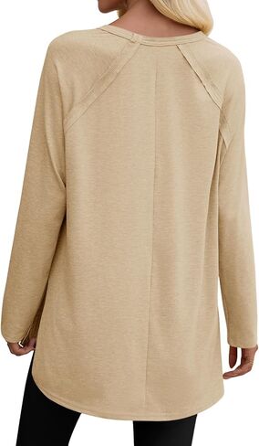 جرس Cicy Womens Long Sleeve Tunic Tups Side Side Crew Neck Eversize Terts Fall Fall Dis Croos in Saudi Arabia