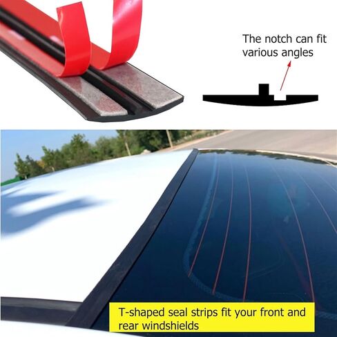 3 MEMERES T Shape Rubber Car Seal Strips Automobile Window Edge Seal Seat Strip Sticker Doiseproof Proching Strip for Car Gindshield Snroff Window (19mm-3 ge) in Saudi Arabia