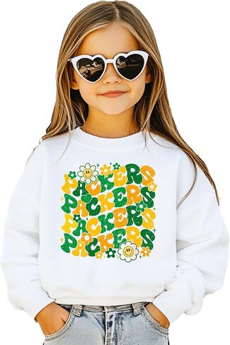 Olive Loves Apple Groovy Floral Packers Sweatshirt Cute Girly Green and Yellow Team Pride Pullover in Saudi Arabia