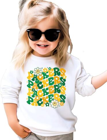 Olive Loves Apple Groovy Floral Packers Sweatshirt Cute Girly Green and Yellow Team Pride Pullover in Saudi Arabia