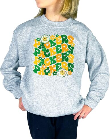 Olive Loves Apple Groovy Floral Packers Sweatshirt Cute Girly Green and Yellow Team Pride Pullover in Saudi Arabia