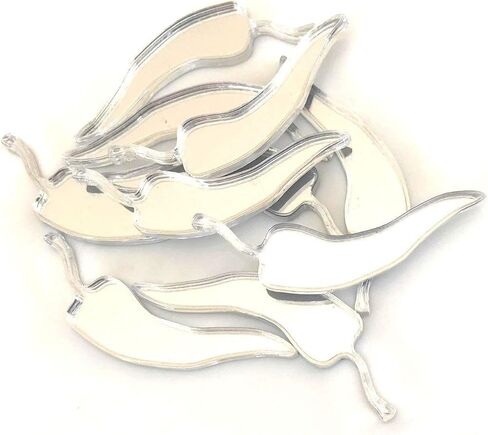 Chilli Pepper Shaped Crafting Mirrors, Set of 10, Many Colours, Shatterproof Acrylic, Gold Mirror, Pack of 10 x 8cm in Kuwait