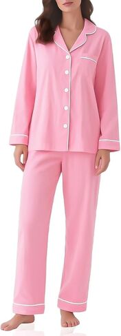RONGTAI Womens Pajama Sets Cotton Comfy Cool Feeling Pajama Set Long Sleeve Sleepwear 2 Pcs Pjs Nightwear S-XXL in Saudi Arabia
