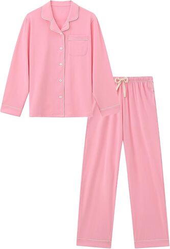 RONGTAI Womens Pajama Sets Cotton Comfy Cool Feeling Pajama Set Long Sleeve Sleepwear 2 Pcs Pjs Nightwear S-XXL in Saudi Arabia