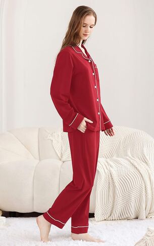 RONGTAI Womens Pajama Sets Cotton Comfy Cool Feeling Pajama Set Long Sleeve Sleepwear 2 Pcs Pjs Nightwear S-XXL in Saudi Arabia