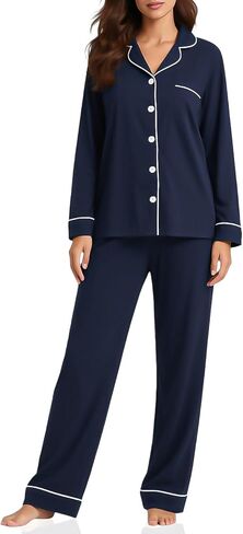 RONGTAI Womens Pajama Sets Cotton Comfy Cool Feeling Pajama Set Long Sleeve Sleepwear 2 Pcs Pjs Nightwear S-XXL in Saudi Arabia