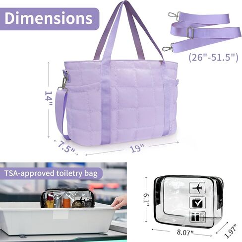 Tote Bag for Women, Puffy Bag with Zipper, Quilted Shoulder Bag with Compartments for Travel and Gym in Kuwait