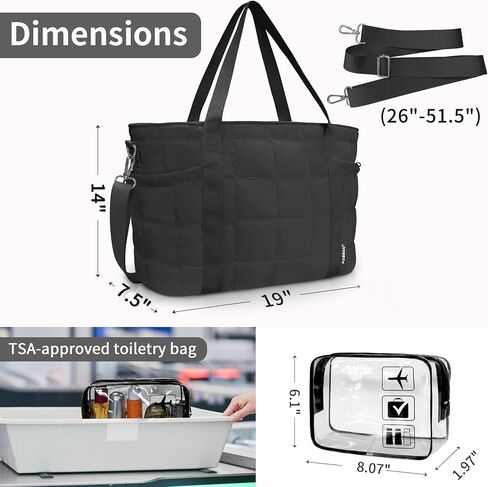 Tote Bag for Women, Puffy Bag with Zipper, Quilted Shoulder Bag with Compartments for Travel and Gym in Kuwait