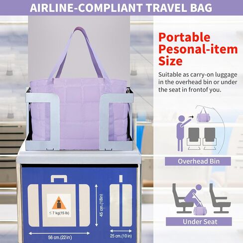 Tote Bag for Women, Puffy Bag with Zipper, Quilted Shoulder Bag with Compartments for Travel and Gym in Kuwait
